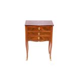 FRENCH ROSEWOOD THREE DRAWER SIDE TABLE