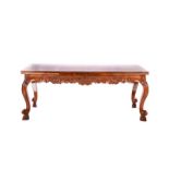 19TH C FRENCH HEAVILY CARVED WALNUT DINING TABLE