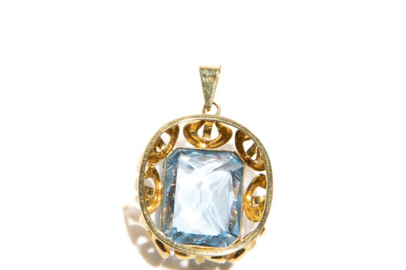 GOLD & BLUE TOPAZ PENDANT, 13g - Image 6 of 6