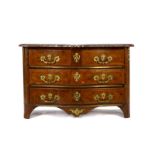 EARLY FRENCH WALNUT THREE DRAWER COMMODE