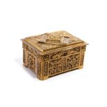 GOTHIC REVIVAL GILT BRASS JEWELLERY CASKET