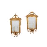 PAIR OF ENGLISH ADAM MIRRORED WALL SCONCES