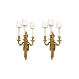 PAIR OF FRENCH GILT BRONZE WALL SCONCES