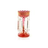 OVERSIZED BOHEMIAN CRANBERRY GLASS LUSTRE