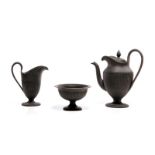 THREE PIECE WEDGWOOD BASALT COFFEE SET