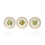 THREE ROYAL COPENHAGEN FLORA DANICA DISHES