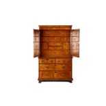 GEORGE I ENGLISH BURLED WALNUT CHEST ON CHEST