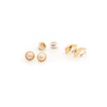 THREE PAIRS OF GOLD EARRINGS, 18g