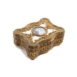 OVINGTON GILT BRASS & MOTHER OF PEARL CASKET