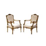 PAIR OF ANTIQUE FRENCH PAINTED ARMCHAIRS