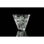 LALIQUE FRANCE FLORAL GLASS VASE