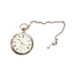 VINTAGE OMEGA SILVER POCKET WATCH WITH FOB CHAIN