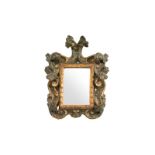 ANTIQUE ITALIAN PAINTED & CARVED GILTWOOD MIRROR