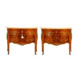 PAIR OF FRENCH MARBLE TOP TWO-DRAWER COMMODES