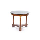 FRENCH EMPIRE BLACK MARBLE TOP THREE LEG TABLE