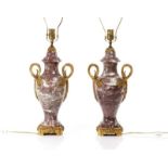 PAIR OF MARBLE & ORMOLU MOUNTED URNS