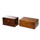 ANTIQUE ROSEWOOD LAP DESK & MAHOGANY DESK BOX