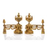 PAIR OF 19TH C FRENCH ORMOLU CHENETS
