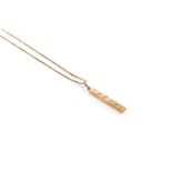 9K GOLD BAR PENDANT WITH CHAIN NECKLACE, 14g