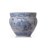 ANTIQUE JAPANESE BLUE & WHITE PORCELAIN JARDINIER