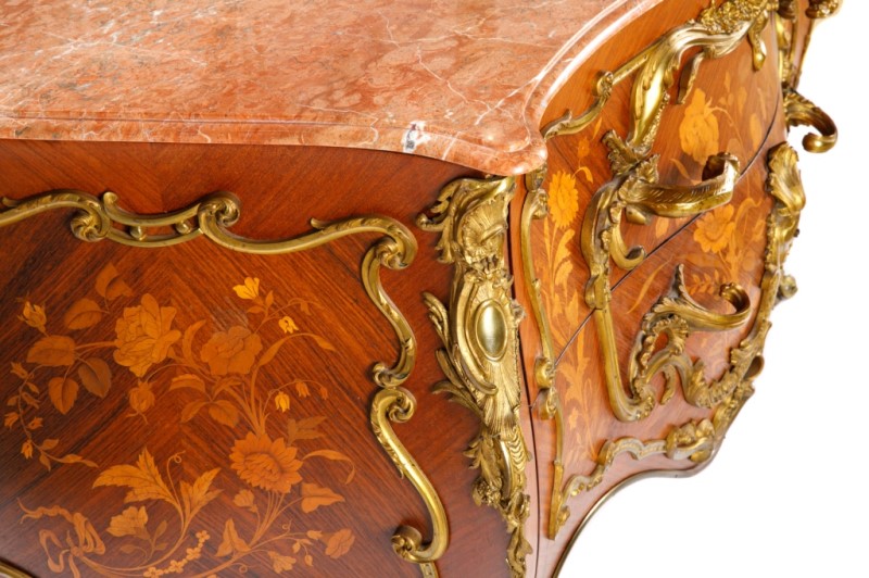 FRENCH 19TH C TWO-DRAWER BOMBE COMMODE - Image 3 of 3