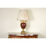 RED MARBLE & GILT BRONZE MOUNTED URN FORM LAMP