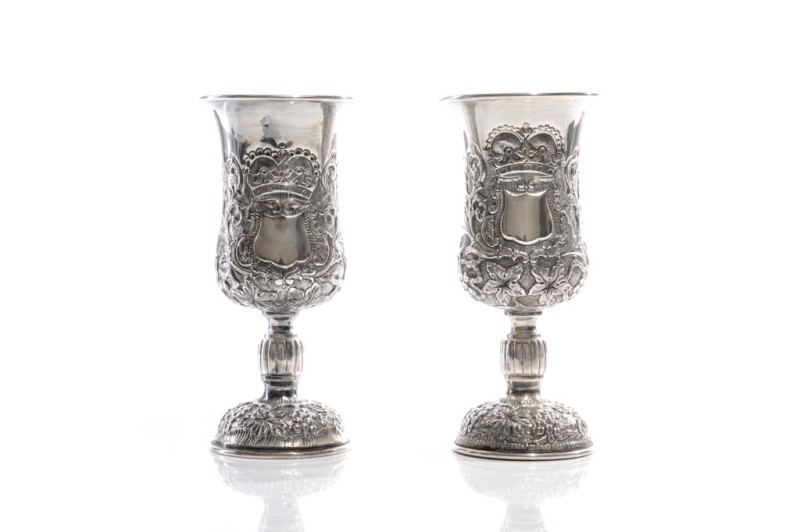 PAIR OF EARLY 19TH C AUSTRIAN SILVER GOBLETS, 429g