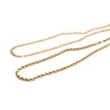 TWO GOLD NECKLACES, 22g