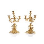 PAIR OF GILT BRONZE FIGURAL CANDELABRAS