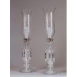 Pareja de quinqués de cristal Baccarat, Francia, pp. del S. XX.