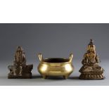 Incensario en bronce dorado, posiblemente dinastía Ming. China, S. XIX