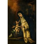 COPIA DE MURILLO (Escuela española, ffs. S. XVII) Santa Rosa de Lima con Niño Jesús