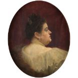 FEDERICO AMUTIO (Madrid, 1869 - 1942) Retrato de dama de perfil.