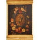 ESCUELA FLAMENCA, SIGLO XVII Guirnalda de flores con Inmaculada
