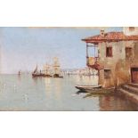 JUAN MARTÍNEZ ABADES (Gijón, 1862-Madrid, 1920).Vista de puerto