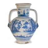 Gran jarrón en cerámica esmaltada de la Serie Azul.Talavera, S. XVIII