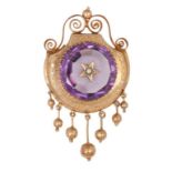 Broche S. XIX de amatista circular