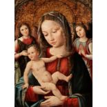 ESCUELA HISPANO-FLAMENCA, SIGLO XVI.Virgen con niño y dos ángeles