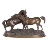 Pierre Jules Mêne (1810-1879).Caballos en bronce. Firmado P. J. Mêne