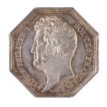 Jeton octogonal Francés de Louis Philippe I, en plata. Cámara de comercio de Bayona. 1832-1841