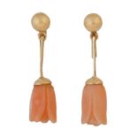 Pendientes largos con tulipanes de coral colgantes