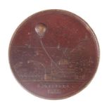 Medalla de recuerdo de ascensión en globo en la Exposicón Universal de Barcelona. 1888