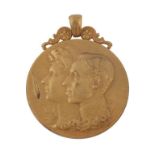 Medalla Original en bronce dorado de la Exposición Hispano Francesa de Zaragoza.1908.