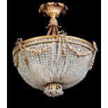 Lámpara en cristal y bronce de estilo Luis XVI, h. 1900.