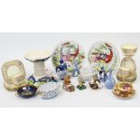 Two Goebel Hummel figures; a Carlton ware bowl; a floral decorated fifteen piece part tea service;