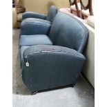 An 1930’s Art Deco three-piece lounge suite (requires reupholstering), comprising of a two-seater