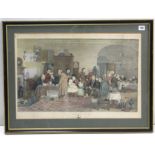 A large coloured engraving titled “THE RENT DAY”, 17” X 25”; a coloured print titled “INTERIOR OF