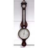 A 19th century aneroid wall barometer by J Thompson in inlaid-mahogany banjo-style case, 39” high;