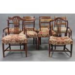 A matched set of eight dining chairs comprising six regency mahogany chairs & two Georgian