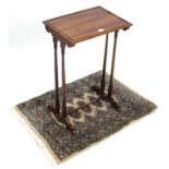 A rosewood rectangular occasional table on ring-turned tapered legs with turned centre stretcher,